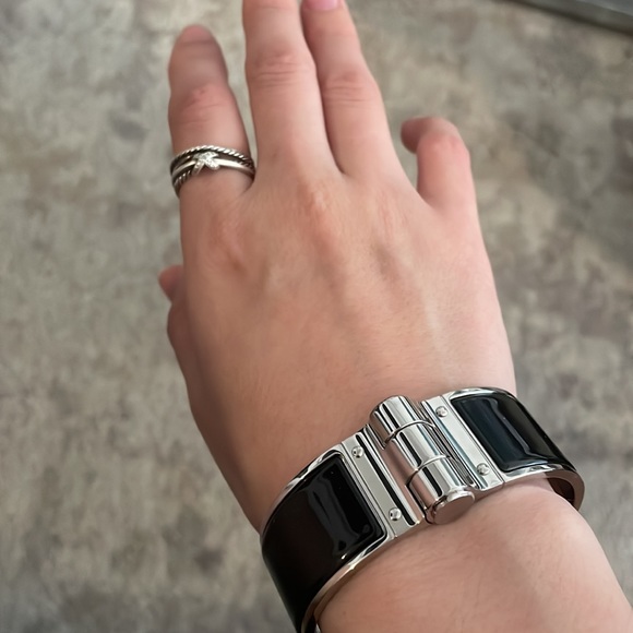 Brand New Hermes Charniere Plain Palladium-Plated Enamel Wide Bracelet, … - Picture 10 of 11